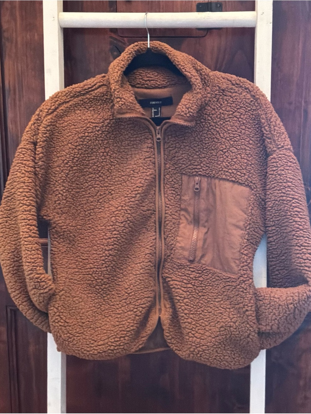 Forever 21 Brown Sherpa Zip Jacket